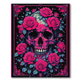 Gothic Pink Rose Skull Area Rug