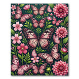 Pink Butterfly Floral Garden Area Rug