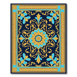 Teal Gold Medallion Navy Persian Rug