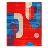 Bold Red Blue Geometric Abstract Area Rug