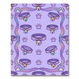 Purple Cat Collar Paw Print Kids Area Rug