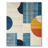 Modern Geometric Abstract Area Rug in Blues Orange