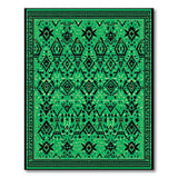 Emerald Green Black Geometric Tribal Rug