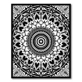 Boho Chic Intricate Black White Mandala Area Rug