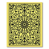Ornate Black Floral on Sunny Yellow Rug