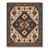 Tribal Diamond Geometric Area Rug in Charcoal Red Ivory