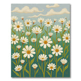 White Daisy Meadow Teal Area Rug