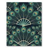 Teal Peacock Feathers Fan Pattern Area Rug