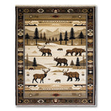 Southwestern Elk Bear Mountain Landscape Rug