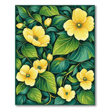 Emerald Green Leaves with Golden Yellow Blooms Rug