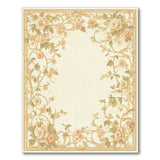 Elegant Cream Peony Floral Border Rug