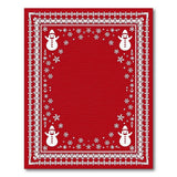 Festive Red Snowmen Snowflake Border Rug