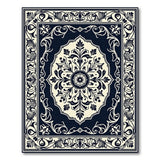Navy Persian Medallion Floral Area Rug