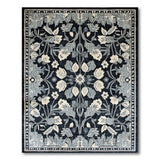 Navy Ivory Floral Leaf Area Rug