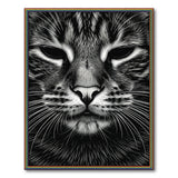 Abstract Cat Portrait Black White Area Rug