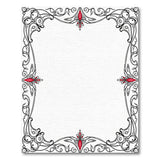 Ornate Black Red Floral Border Area Rug