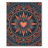 Coral Heart Mandala Boho Area Rug