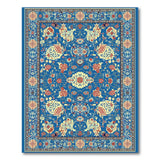 Blue Persian Floral Area Rug with Vine Motifs