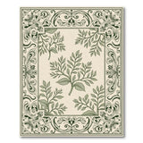 Green Ornate Green Foliage Border Area Rug