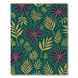 Emerald Green Purple Star Flowers Gold Leaf Rug
