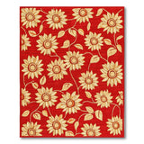 Embroidered Sunflower Red Area Rug