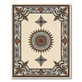 Ornate Cream Persian Rug with Starburst Medallion