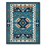 Blue and Teal Teal Southwestern Diamond Geometric Area Rug