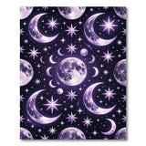 Mystical Purple Moons Stars Area Rug