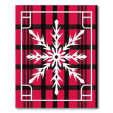 Red Black Plaid Snowflake Area Rug