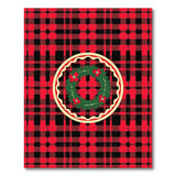 Red Black Plaid Holly Wreath Area Rug