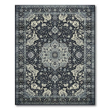 Traditional Persian Black and White Black White Persian Medallion Area Rug