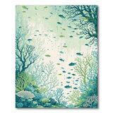 Underwater Coral Reef Blue Teal Area Rug