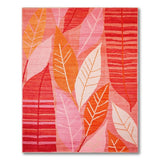 Abstract Leaf Area Rug in Vibrant Red Pink Orange