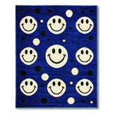 Navy Blue Smiley Faces Polka Dot Area Rug
