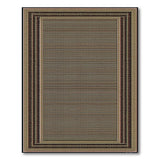 Beige Grid Area Rug with Ornate Black Border