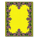 Purple Floral Art Nouveau Border Yellow Area Rug