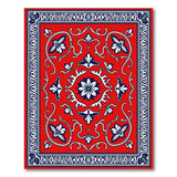 Red Persian Floral Area Rug with Navy Border