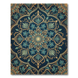 Traditional Persian Blue and Teal Navy Teal Mandala Persian Area Rug