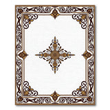 Ornate Gold Border Rug with Sunburst Medallion