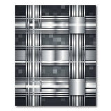 Sleek Black White Metallic Grid Area Rug