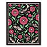 Enchanted Pink Floral Mushroom Moth Rug