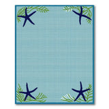 Navy Starfish Seaweed Teal Area Rug