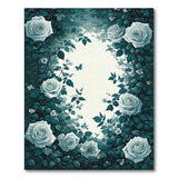 White Roses Teal Ivy Archway Area Rug