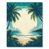 ODIKA Vintage Tropical Beach Washable Rug - Teal Palm Tree Low Pile Non-Slip Area Rug