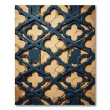 Distressed Navy Arabesque Lattice Area Rug