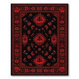 Washable Red & Black Gothic Halloween Skull Area Rug - Low Pile, Non-Slip, Pet Friendly