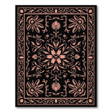 Black Ground Pink Floral Persian Area Rug