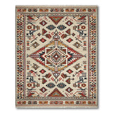 Southwestern Tribal Geometric Area Rug in Beige Red