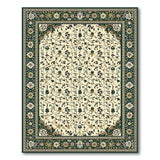 Traditional Persian Floral Vine Area Rug Green Border