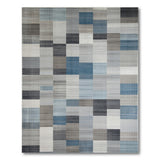 Modern Geometric Patchwork Area Rug in Grey Blue